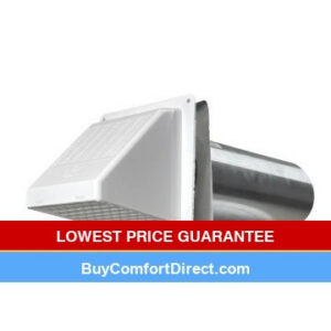 4″ White Plastic Sidewall Cap With 11″ Long Collar, Screen and Damper