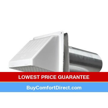 4″ White Plastic Sidewall Cap With 11″ Long Collar, Screen and Damper