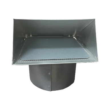 10″ Silver Metal Sidewall Cap With 5″ Long Collar, Screen and Damper