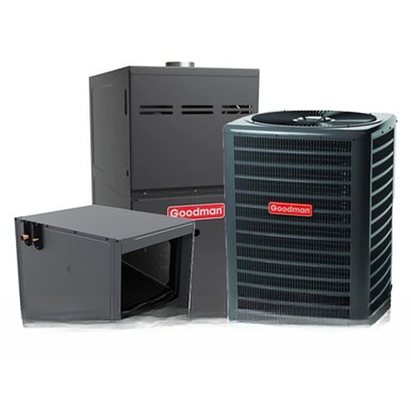 Goodman 4 Ton 14.5 SEER2 Air Conditioner + 80k BTU 80% AFUE Gas Furnace System - GLXS4BA4810 / CHPTA4830C3 / GR9S800805CU