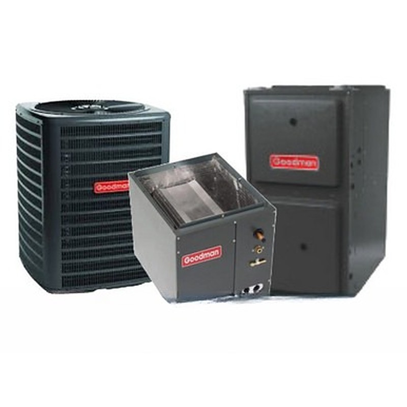 Goodman 5 Ton 16 SEER2 Air Conditioner + 80k BTU 80% AFUE Gas Furnace System - GLXS5BA6010 / CAPTA6030C3 / GR9S800805CN